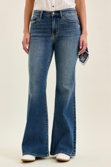 Judy Blue Mid Rise Jaqueline Flare with Triple Needle Back Pkts and Bandana Loop