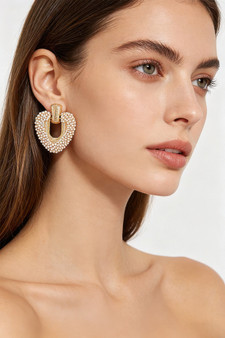 Beaded U-Shape Door Knocker Earrings 