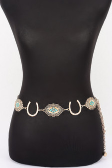 Western Horseshoe Concho Chain Belt 