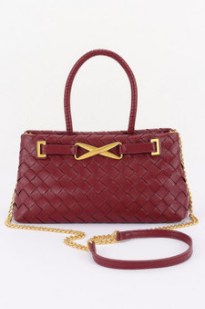 Braided Vegan Leather Top Handle Bag