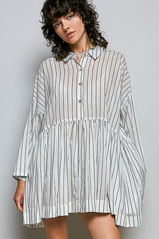 POL Striped Relaxed Fit Shirt Dress