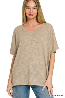 Zenana Oversized Slub Hacci Top