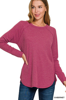 Zenana Baby Waffle Long Sleeve Top