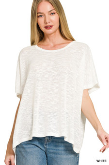 Zenana Oversized Slub Hacci Top