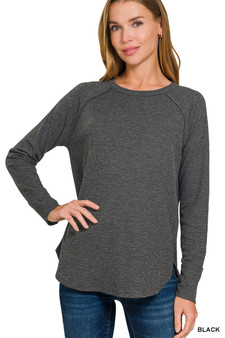 Zenana Baby Waffle Long Sleeve Top