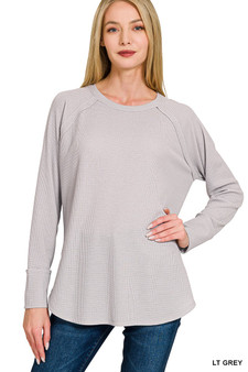 Zenana Baby Waffle Long Sleeve Top