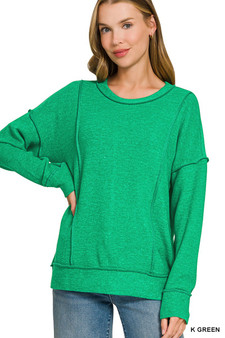 Zenana Brushed Hacci Drop Shoulder Sweater