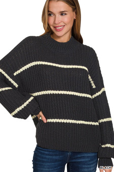 Zenana Oversize Striped Sweater