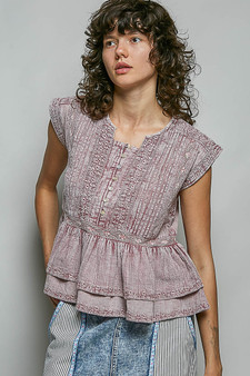 POL Eyelet Embroidery Pintuck Sleeveless Blouse