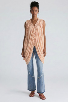 Cascade Ruffle Draped Tunic Top 
