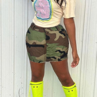 Camo Print Mini Skirt