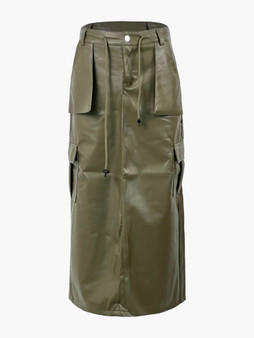 Pu Front Pocket Maxi Skirt