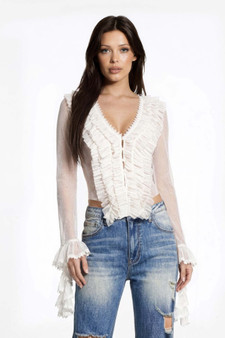 Sweet Rapture Ruffle Mesh Blouse 
