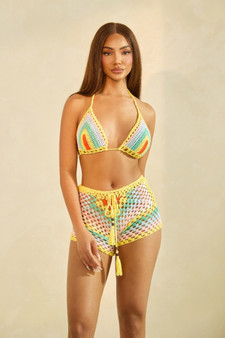 Multicolor Knitted Halter Set