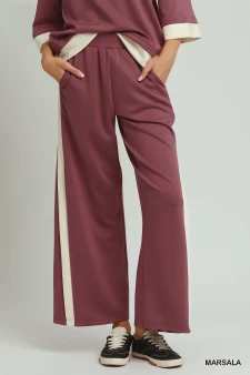 Umgee Colorblock Side Stripe Straight Pants