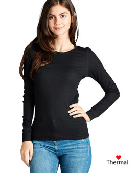 Ladies Fashion Soft Ribbed Knit Top Featuring Around Neckline. Long Sleeves. And A Fitted Silhouette