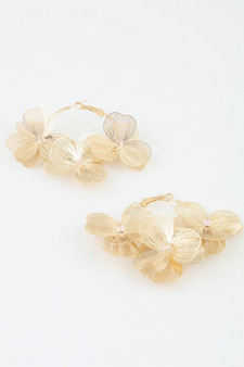 Triple Delicate Flower Hoop Earrings 