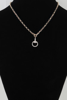 Bejeweled Equestrian Drop Chain Necklace 