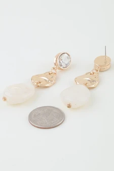 Hammered Crystal Stone Drop Earrings 