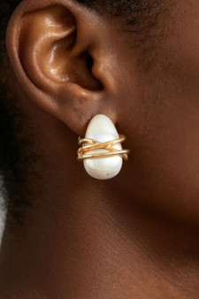 Modern Cross Stone Earrings 