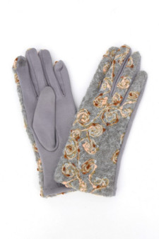 Floral Embroidered Touchscreen Gloves 