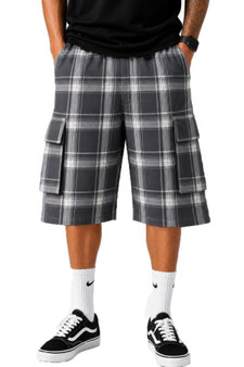 Mens Checkered Baggy Cargo Shorts 