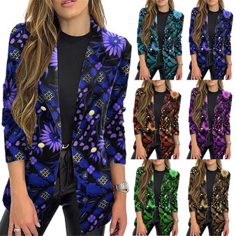 Fashion Autumn Winter Printed Blazer Long Sleeve Autumn Winter Blazer