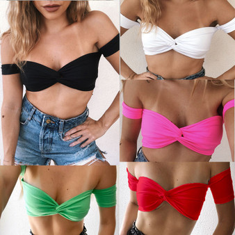 Summer top bandeau knot sexy pure desire slim short vest women