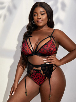 Plus Size Sexy Erotic Leather Chain Bra and Panty Bikini Lingerie Set - The  Little Connection