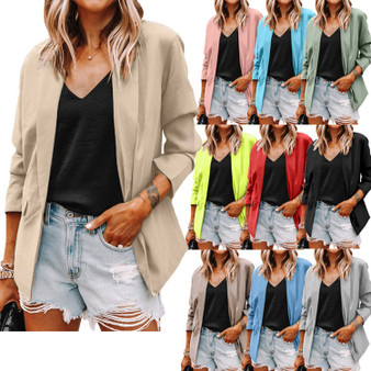 Women Fashion Turndown Collar Chic Long Sleeve Blazer