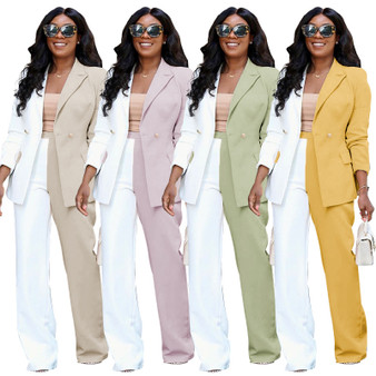 Autumn/Winter Trend Colorblock Simple Style Long Sleeve Suit Top Fashion Casual Pants Set