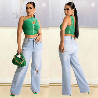 Summer Women Sexy cut out Slash Shoulder crop Top