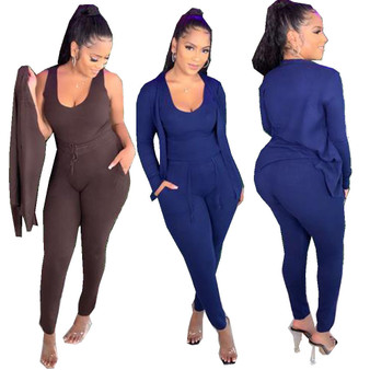 Women's Spring Sexy Casual Solid Color Three Piece Set