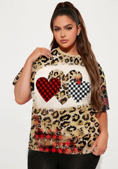 Women's Fashion Plus Size Casual Print Round Neck Short Sleeve T-Shirt