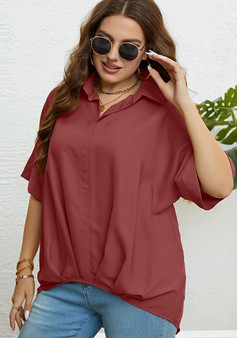 Women's Summer V Neck Slim Fit Half Sleeves Plus Size Top