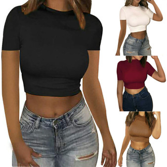 Wholesale New Summer Pullover Sexy Short-Sleeved Tops for Women Square Neck  Slimming Stretch Exposed Navel Short Women's T-Shirt - China T Shirt and Women  Shirts price