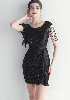 Beaded Sequin Nightclub Party Sexy Bodycon Short Dress