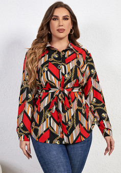 Women Loose Long Sleeve Printed Shirt