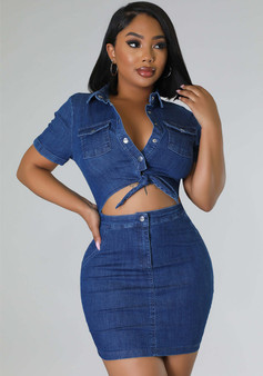 Sexy Fit Denim Dress Bodycon Club Dress