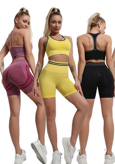 Seamless Knitting Tank Yoga High Waist Peach Hip Sports Running Yoga Pants Fitness Suit