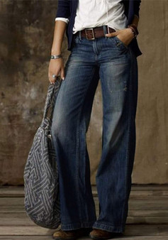 Vintage Fashion Casual Straight Wide Leg Jeans Ladies Ladies Denim Pants