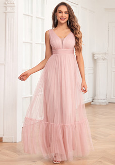 Women Elegant V-Neck Sleeveless Evening Dress