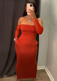 Sexy Fashion Solid Color Off Shoulderlong Dress Nightclub Wear