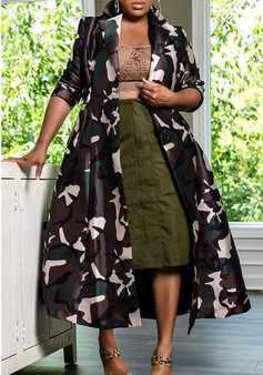 Camouflage Print Trench Coat