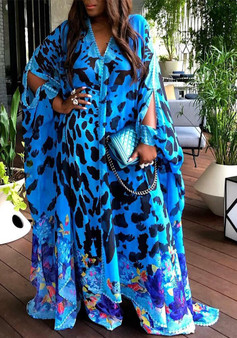 Plus Size Women Printed Loose Maxi Dress