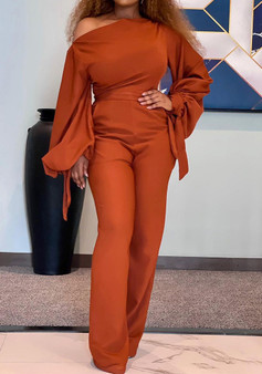 African Women Off Shoulder Casual Long Sleeve Wide Leg Jumpsuit