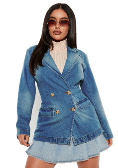 Women Winter Blazer Denim Jacket