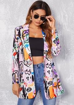 Positioning Print Women's Casual Blazer Jacket Trendy Women's Clothing