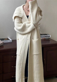 Autumn And Winter Turndown Collar Knitting Cardigan Women's Long-Sleeved Outer Wear Women's Knitting Sweater Jacket