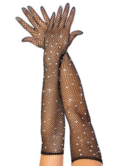 Women Sexy Beaded Fishnet Gloves